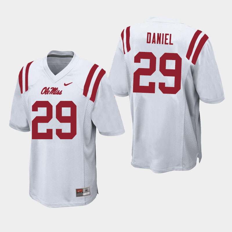 Men #29 Lakevias Daniel Ole Miss Rebels College Football Jerseys Sale-White - Click Image to Close
